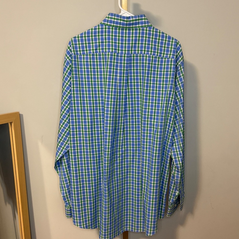 Brooks Brothers Mens Regular Fit Non-Iron Cotton Plaid Button Down Shirt Blue L - Picture 2 of 9